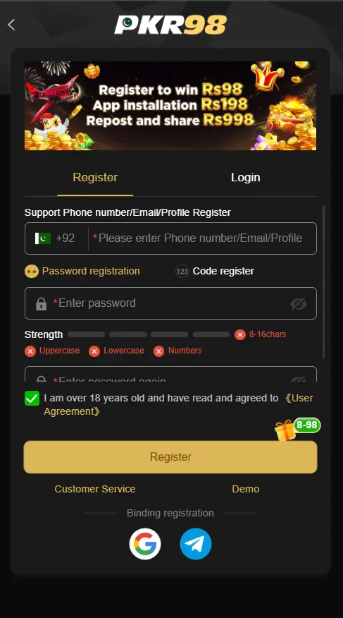 LOGIN PKR98